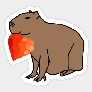 Cute Valentines Day Capybara with Red Heart Sticker